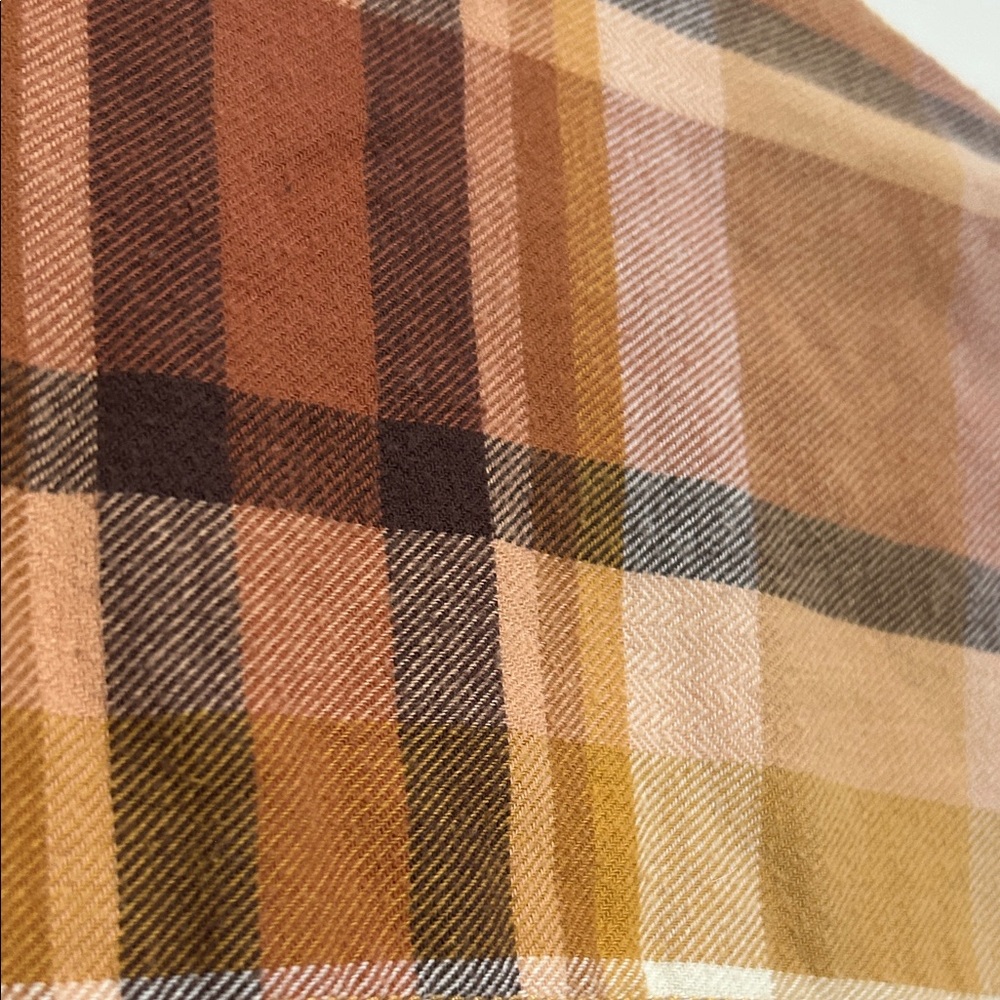Plaid orange, brown, and yellow Button Down flannel Shirt - Picture 4 of 7